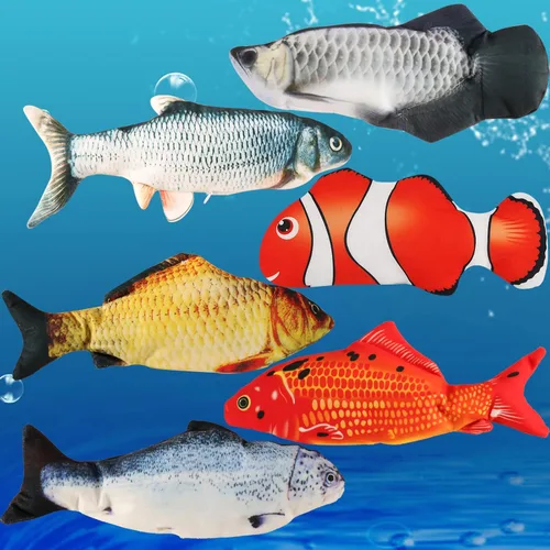 Vista 6 de VAIZIQ Flopping Fish - Juguete eléctrico para perros, juguete interactivo realista para perros pequeños y medianos, juguete masticable