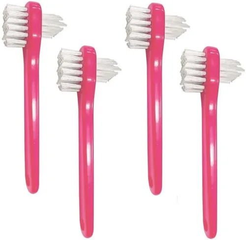 Vista 6 de Cepillo de doble cabeza para dentadura, cuidado de limpieza, cepillo de dientes para dentaduras todos los días y uso de viaje (surtido)