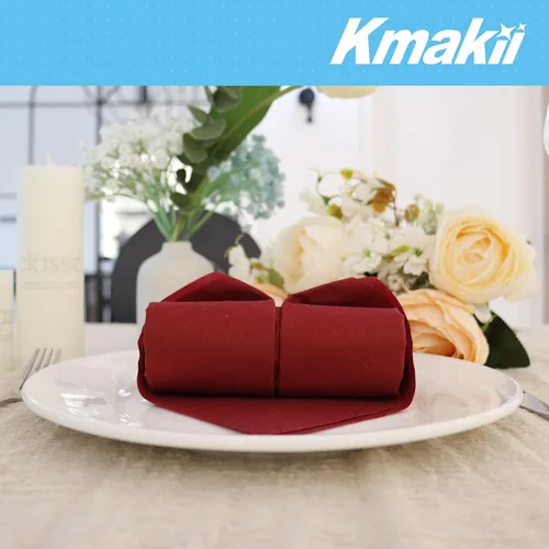 Vista 8 de KMAKII Servilletas de papel desechables color burdeos, sensación de lino, como servilletas de cena, servilletas de mano de papel para fiestas