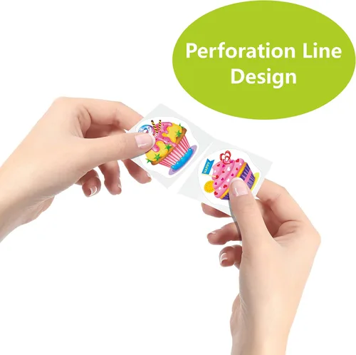 Vista 3 de 600 piezas de pegatinas de decoración de fiesta de cupcakes para maestros, recompensas, estímulo y motivación, paquete mega de 16 diseños con línea