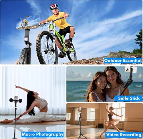 Vista 6 de Trípode para selfie stick de seguimiento automático con luz de llenado, rotación de 360 grados y control de gestos, trípode para selfie stick