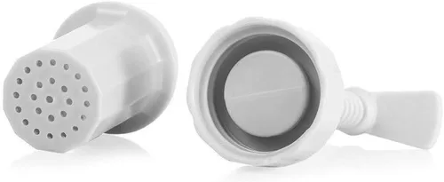 Vista 2 de Tredoni Trituradora de tornillo de prensa de ajo de 1.2 x 2.5 pulgadas, trituradora de ajo de plástico, color blanco