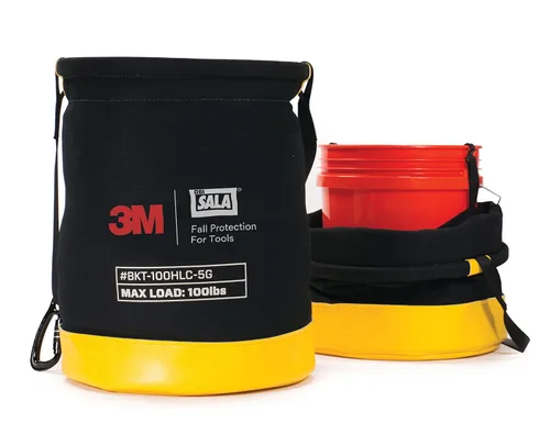 3M DBI/SALA Python,1500135,Cubo de control de derrames de lona,Sistema de cierre de gancho y bucle,2 correas elásticas y ganchos mantiene la bolsa