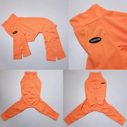Vista 4 de D Doggy Star - Ropa de galgos italianos, enterizo elástico de neón para primavera y verano (talla S, naranja Onsi)
