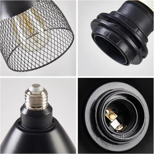 Vista 4 de Lámpara Edison vintage de metal negro para lámpara de mesa, aplique de pared colgante y lámpara de techo, paquete de 2
