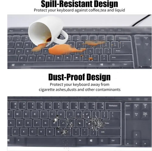 Vista 6 de Piel clara de la cubierta del teclado de la computadora de escritorio para PC 104/107 teclas teclado estándar, anti polvo impermeable teclado