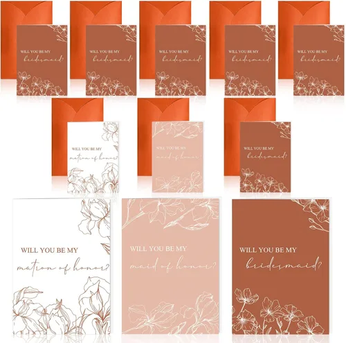 Vista 10 de Spakon 16 piezas de tarjetas "¿Serás mi dama de honor?" con sobres, estilo acuarela, floral, propuesta nupcial, dama de honor, matrona de honor