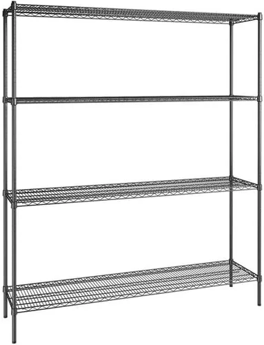 Vista 401 de Kit de 4 estantes de epoxi verde NSF de 21 x 72 pulgadas con postes de 86 pulgadas, estantería de almacenamiento resistente, kit de estantería