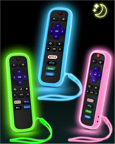 Vista 9 de Paquete de 4 fundas para control remoto Roku, funda para control remoto Hisense/TCL Roku Controlador de repuesto universal Funda de silicona