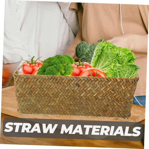 Vista 5 de DECHOUS Cestas de almacenamiento de mimbre con tapas, cestas tejidas, cestas de mimbre con asas, pequeñas cestas de ratán para almacenamiento