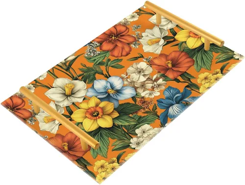 Flowers Daffodils Snapdragon Iris Orange Tray for Bathroom Paper Towel Tray Desk Drawer Organizer for Sink