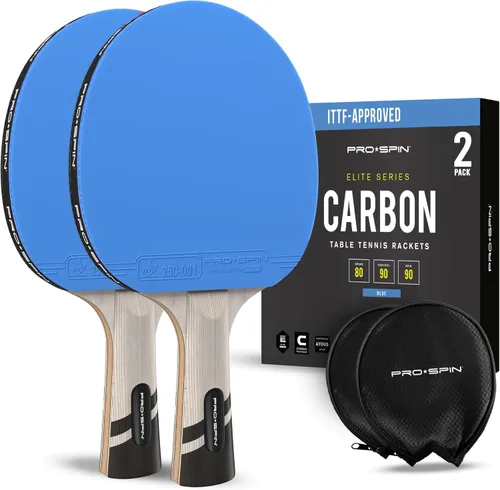 Vista 16 de PRO-SPIN Palas de ping pong - Raquetes de tenis de mesa de nivel profesional con fibra de carbono para un control superior Lámina de 7 capas, goma