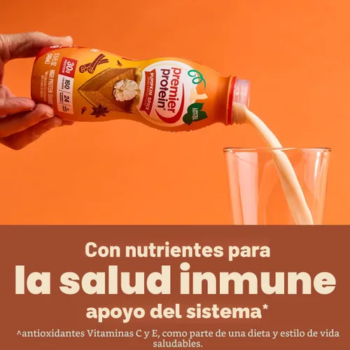 Vista 4 de Premier Protein - Batido de proteína edición limitada sabor a especias de calabaza, 30 gramos de proteína, sin azúcar añadida, 24 vitaminas