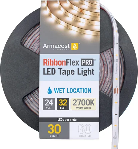 Vista 10 de Armacost Lighting RibbonFlex Pro 154430 - Cinta de luz blanca brillante (4000 K), 30 LEDs/M, 5M, 24 V