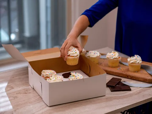 Vista 9 de SCT - Cajas para panadería blancas de una pieza, sin ventana, 8 x 4 x 4 pulgadas, blanco, papel, 250