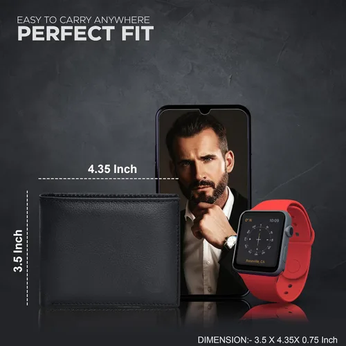 Vista 5 de Carteras RFID delgadas para hombres - Cartera de bolsillo frontal de piel genuina