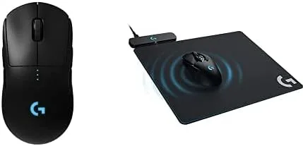 Logitech G 910-005270 - Mouse inalámbrico para juegos de 7 botones, negro y Logitech G Wireless Mouse pad, negro