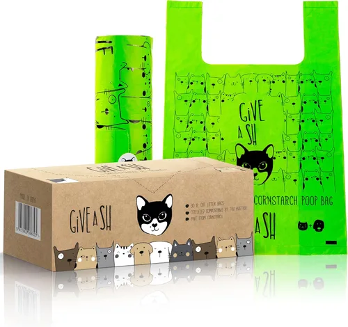 Bolsas certificadas compostables para casa de G.A.S para excremento de gato - 10% para caridad - Basadas en almidón de maíz - Para limpiar bandejas