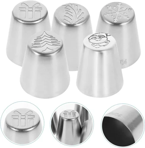 Vista 8 de Healeved Juego de 5 bolsas y puntas de Navidad, kit de decoración de tartas, suministros de horneado para galletas, cupcakes, herramienta