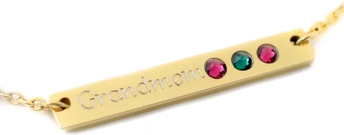 Vista 2 de Personalized Skinny Horizontal Gold Bar Birthstone Necklace Name Plate Custom Silver Present for Mom