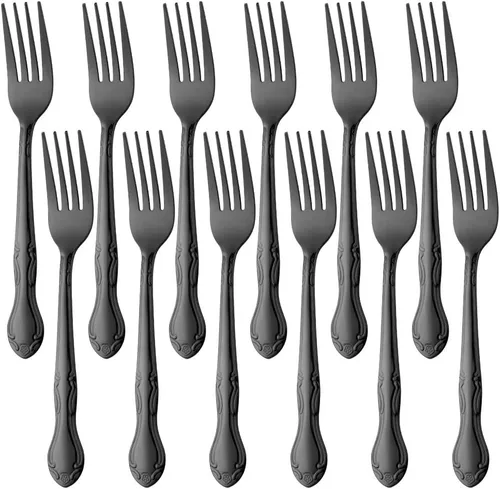 Vista 83 de Cucharas de sopa, cucharas redondas de acero inoxidable para caldo con borde de flor, juego de 12 piezas de acero inoxidable para café, azúcar Negro