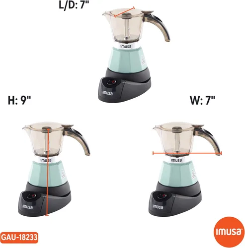 Vista 7 de IMUSA Cafetera eléctrica de 3 o 2 tazas con mango de tacto frío, menta