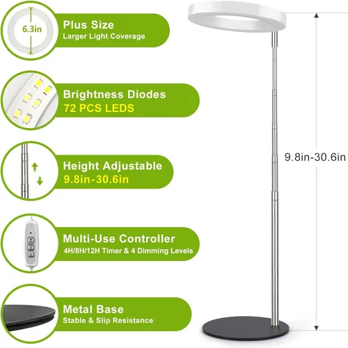 Vista 10 de LORDEM Grow Light, LED Plant Light for Indoor Plants Growing, Full Spectrum Desk Growth Lamp with Automatic Timer for 4H/8H/12H, 4 Dimmable Levels