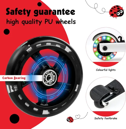 Vista 5 de HONEY JOY Maleta de scooter para niños, equipaje de mano de 18 pulgadas con ruedas LED iluminadas, carcasa impermeable y mango retráctil, maleta