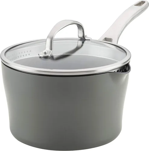 Vista 13 de Anolon Allure - Sartén para parrilla cuadrada profunda, anodizado duro, antiadherente, 11 pulgadas, color gris oscuro