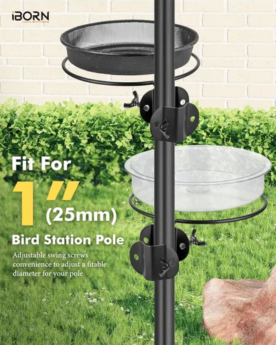 Vista 5 de iBorn Bandeja de malla y anillo para comederos de pájaros de 1 pulgada, accesorio al aire libre para comederos de pájaros para colibríes