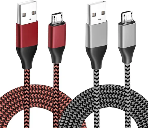 Cargador para controlador PS4 Cable de carga 2 piezas de nailon trenzado Micro USB 2.0 de alta velocidad Cable de sincronización de datos para Xbox