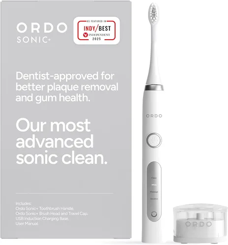 Vista 7 de Cepillo de dientes eléctrico Ordo Sonic+ para adultos, tecnología inteligente avanzada, 4 modos de cepillado, recarga rápida, cepillos de dientes