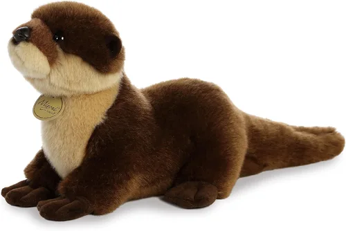 Vista 2 de Aurora® Adorable nutria de río de peluche Miyoni®, detalle realista, compañía entrañable, marrón, 11 pulgadas