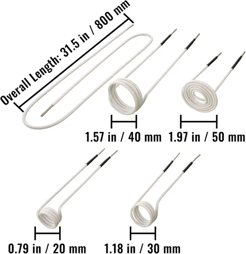 Vista 8 de VEVOR Kit de bobina de calentador de inducción, 8 piezas, bobinas de calentador de inducción más utilizadas con longitudes variables, herramienta
