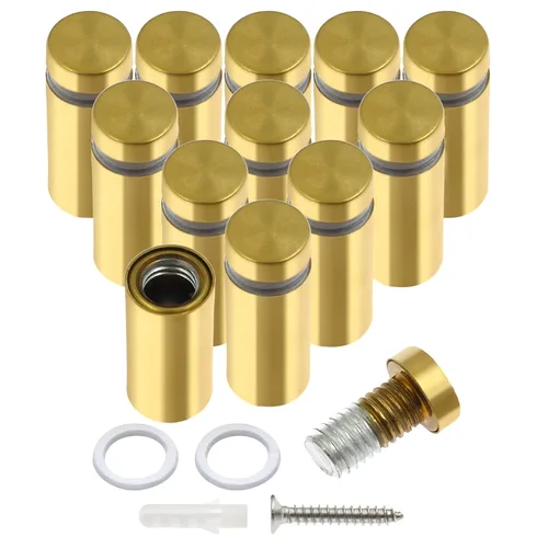 Vista 41 de Luomorgo 12 piezas tornillos separadores de acero inoxidable de 1" x 1", herrajes de montaje para letreros de pared, separadores de vidrio