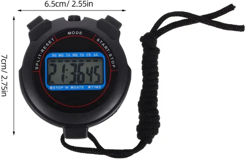 Vista 2 de DECHOUS Digital Stopwatch with Date Display Lightweight Portable Timer for Swimming Running Yoga Training Sports Timer for Coaches Black