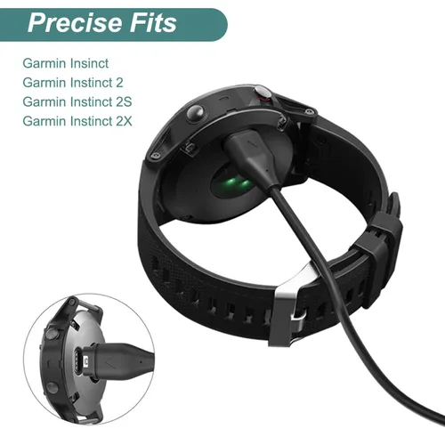 Vista 3 de Kissmart - Cargador para reloj inteligente Garmin Instinct 3 2 2S 2X (1m/3.3ft) Cable de carga de repuesto más un enchufe antipolvo de silicona