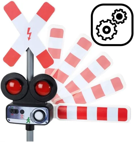 Vista 5 de Klein Ciclo de Semáforo de Cruce de Tren Theo - Función Electrónica, Sensor de Movimiento, Luz y Sonido, 31.5 x 18 pulgadas, Edades 3+