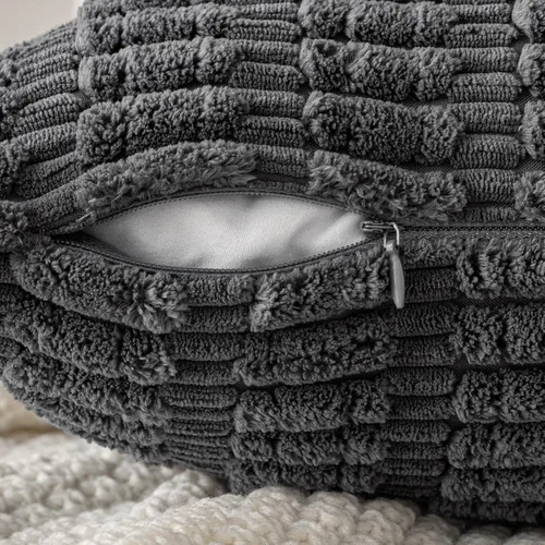Vista 7 de MIULEE - Juego de 2 fundas decorativas de pana suave para cojín; diseño a rayas estilo bohemio, moderno, rural; decoración p/el hogar, sala de Gris