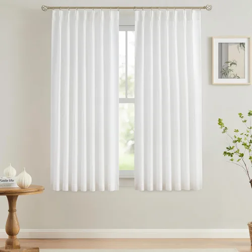 Vista 74 de Vision Home - Cortinas plisadas y semitraslúcidas con ganchos, mezcla de lino texturizado, filtran la luz, para sala, dormitorio, 2 paneles, 40 x 63