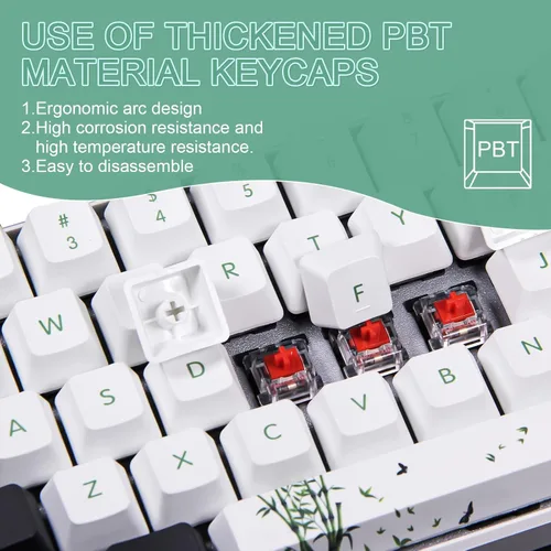 Vista 4 de CHARAN SK61 - Teclado mecánico para juegos de 61 teclas 60 compacto con retroiluminación RGB intercambiable en caliente con cable tipo C para WinMac