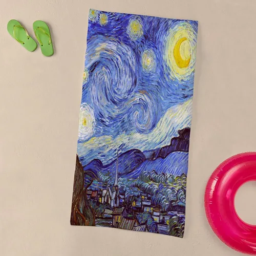Vista 3 de CafePress Starry Night Vincent Van Gogh - Toalla de baño de 30 x 60 pulgadas, parte trasera de algodón absorbente, suave para playa y piscina