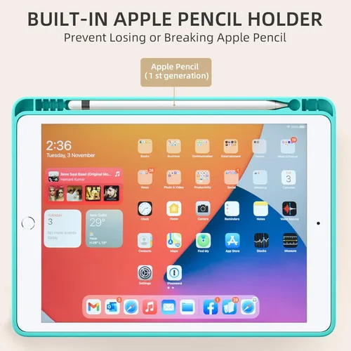 Vista 58 de Akkerds - Funda Compatible con iPad de 10.2 Pulgadas 2021/2020/2019, para iPad de 9ª/8ª/7ª Generación con Soporte para Lápiz, Funda Protectora