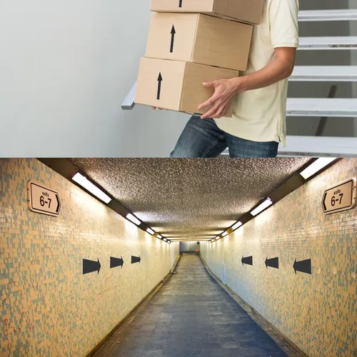 Vista 5 de Calcomanías de 8 x 2 pulgadas para letreros de flecha negra, paquete de 12 calcomanías autoadhesivas de PVC impermeables extraíbles, letreros