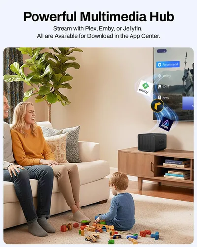 Vista 4 de TERRAMASTER F4-425 Almacenamiento NAS de 4 bahías: CPU Intel x86 Quad-Core, 4 GB de RAM, LAN de 2.5GbE, servidor multimedia de almacenamiento