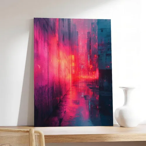 Vista 7 de Neon Vaporwave Wall Print, Cyberpunk Urban Art Poster, Retro Futuristic Digital Decor, Trending Synthwave Artwork Canvas Poster Wall Art Decor Print