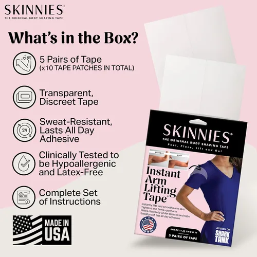 Vista 5 de Instant Lifts Skinnies - Cinta de brazo patentada y fabricada en Estados Unidos, cinta de levantamiento de brazos para brazos flácidos, invisible