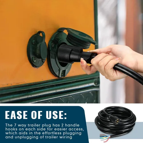 Vista 6 de Kanayu Cable de extensión de enchufe de remolque de 24 pies y 7 pines, arnés de cableado de remolque de 7 vías, impermeable y resistente a