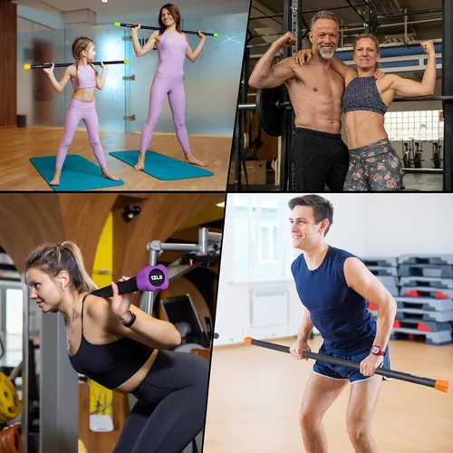 Vista 5 de Paquete de 3 barras con peso de entrenamiento LIONSCOOL para ejercicio, barra de peso acolchada para ejercicio, barra de estiramiento