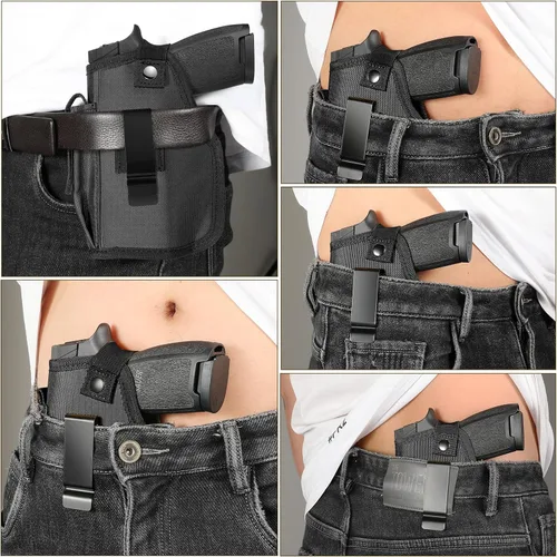 Vista 4 de Funda de transporte oculta con bolsa Mag para pistolas con luz/láser, fundas universales IWB/OWB para hombres y mujeres, se adapta a mano derecha e
